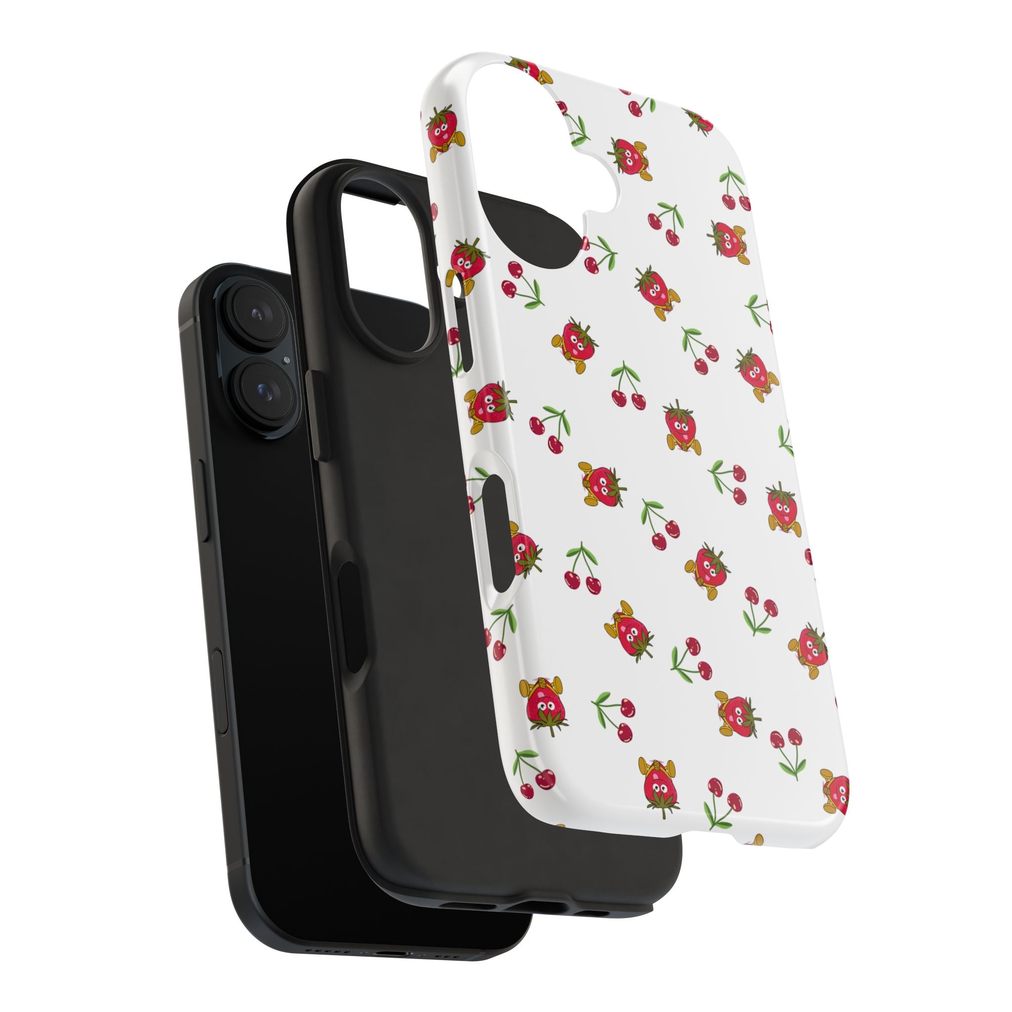 Fruit Patterned Phone Cases, Summer Fruits Phone Covers, Berry Print Tough Cases, Stylish Cell Phone Protectors, Red Fruits Phone