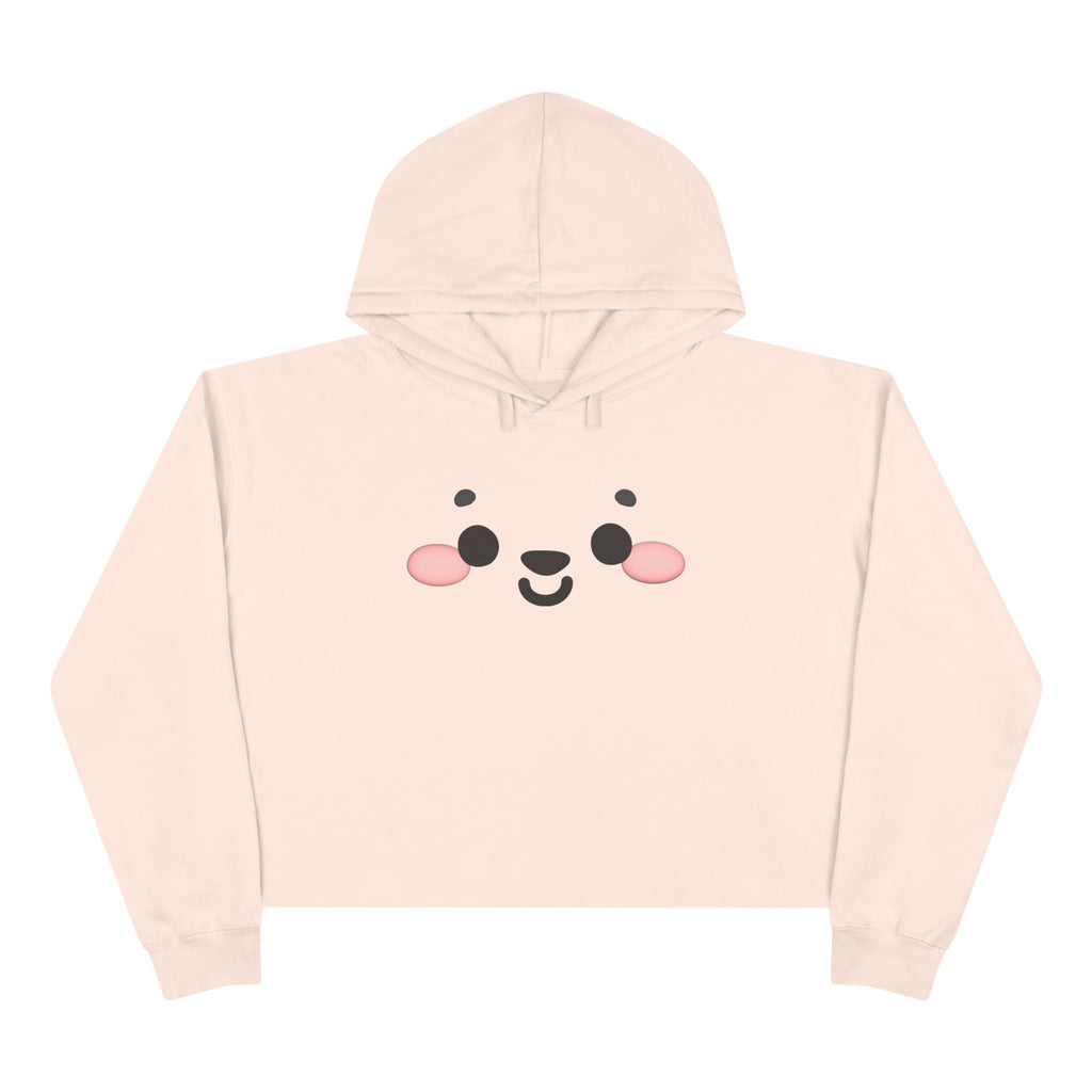 Kawaii Face Crop Hoodie - Cute Anime Sweatshirt, Japanese Style Pullover, Harajuku Fashion Jumper, Graphic Print Cropped Hoody, Pastel Anime