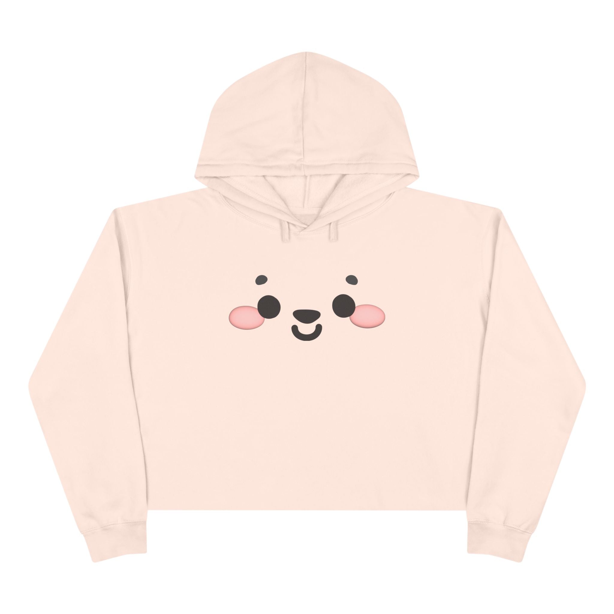 Kawaii Face Crop Hoodie - Cute Anime Sweatshirt, Japanese Style Pullover, Harajuku Fashion Jumper, Graphic Print Cropped Hoody, Pastel Anime
