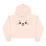 Kawaii Face Crop Hoodie - Cute Anime Sweatshirt, Japanese Style Pullover, Harajuku Fashion Jumper, Graphic Print Cropped Hoody, Pastel Anime