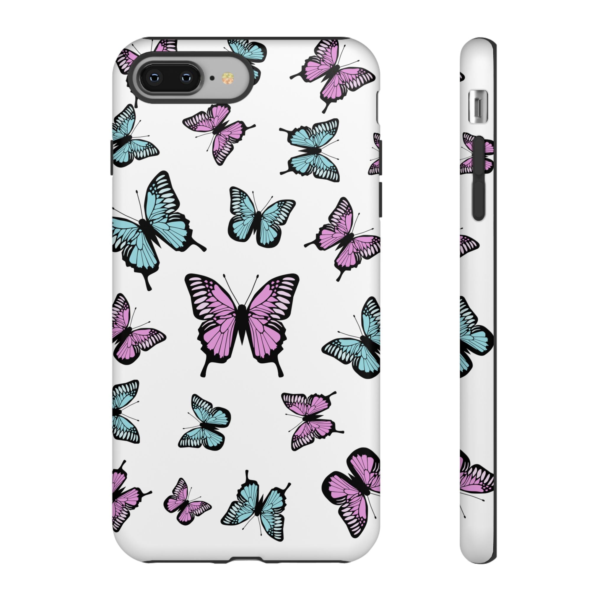 Butterfly Pattern White Background Phone Cases, Protective Cover, Strong Cases, Impact Resistant, Floral Design, Unique Gifts