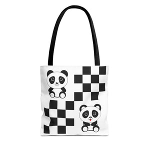 Kawaii Pandas Chessboard Tote Bag