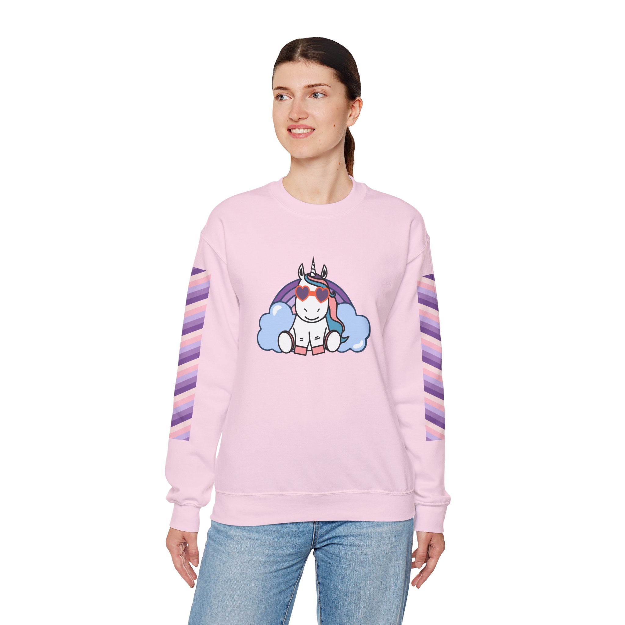 Unicorn with Rainbow Sweatshirt, Magical Crewneck Jumper for Adults, Colorful Sweater, Gift for Fantasy Lover, Festival Clothing, Cozy
