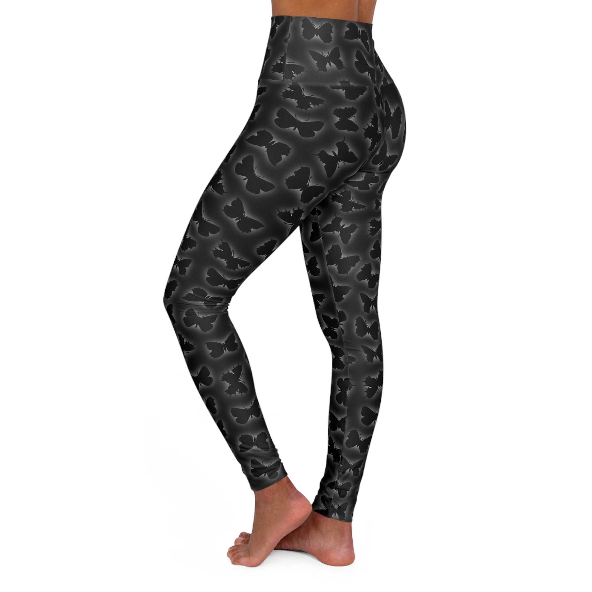Glowing Butterflies Leggings, Yoga Pants, Activewear, Workout Gear, Nature Print, Women's Athleisure
