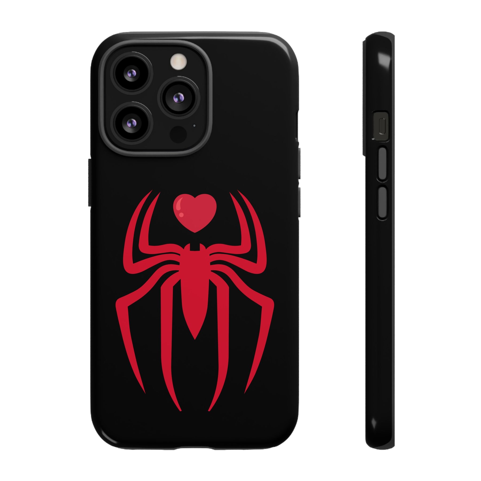 Red Spider Heart Tough iPhone Cases, Spiderweb iPhone Cover, Gothic Phone Accessories, Halloween Gift, Creepy Arachnid iPhone Protectors