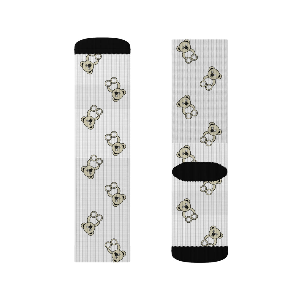 Cute Bears Sublimation Socks, White Bear Pattern Socks, Animal Lover Gift, Cozy Winter Socks, Unique Novelty Socks, Fun Sock Apparel