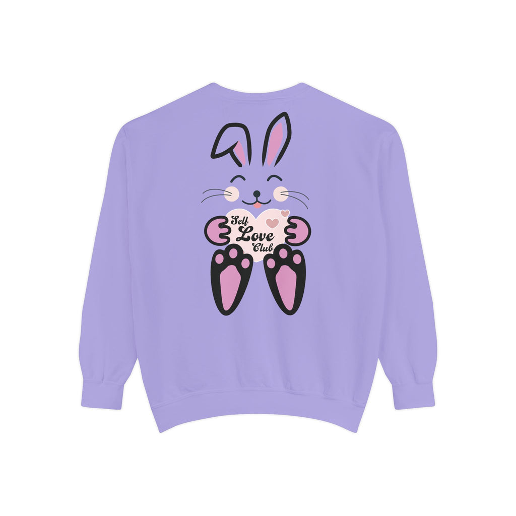 Kawaii Rabbit Face Unisex Sweatshirt, Self Love Club, Cute Jumper, Pastel Bunny Shirt, Cozy Pullover, Gift for Rabbit Lovers