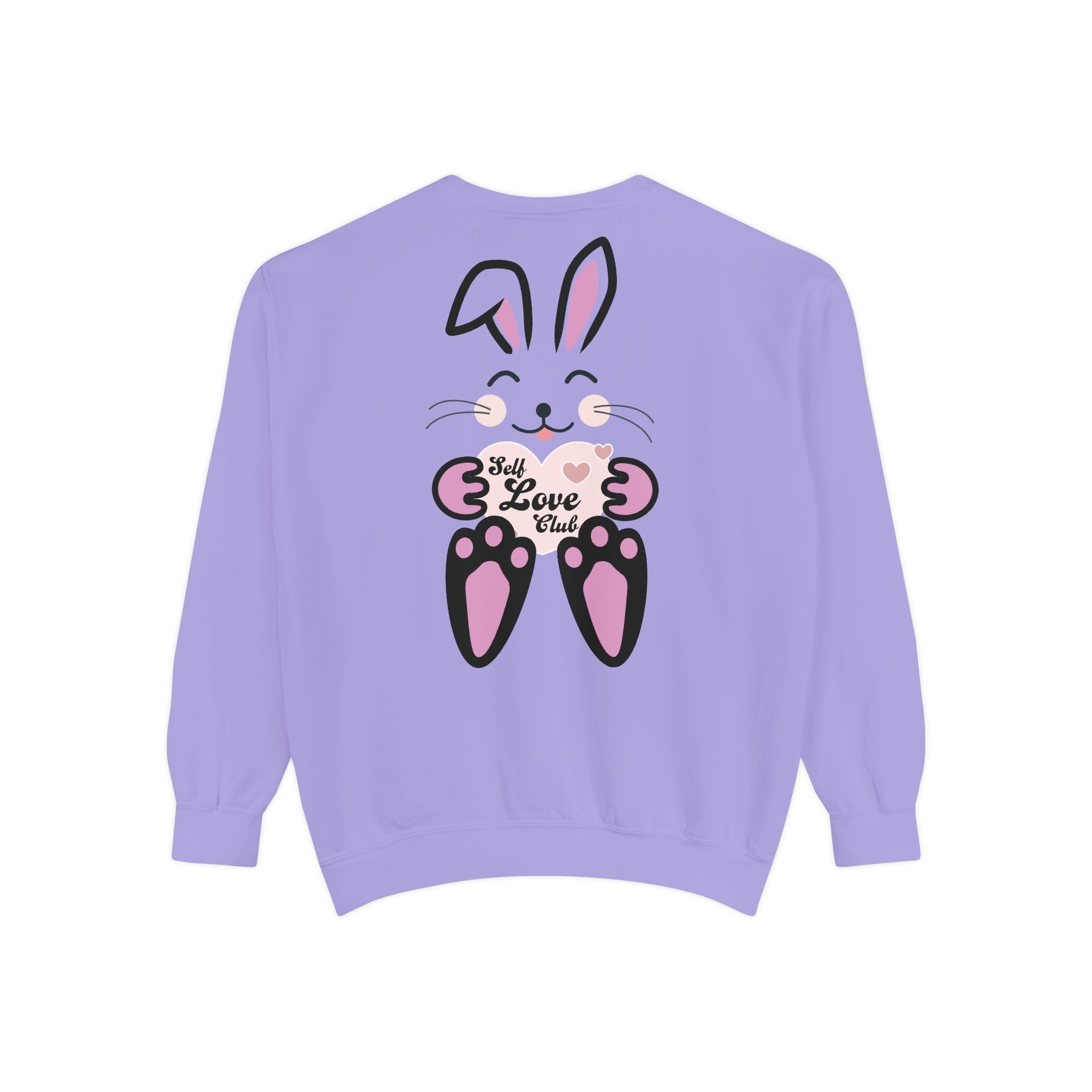 Kawaii Rabbit Face Unisex Sweatshirt, Self Love Club, Cute Jumper, Pastel Bunny Shirt, Cozy Pullover, Gift for Rabbit Lovers