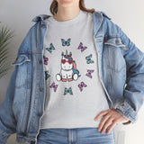 Kawaii Unicorn Butterflies Tee, Unicorn Lover Shirt, Cute Magical Animal Top, Fantasy Graphic Tee, Animal Lover Gift, Casual Cotton T-Shirt