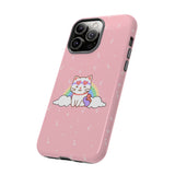 Kawaii Cat Rainbow Tough Cases, Cute Kitty Phone Cover, Protective Phone Case, Adorable Cat Lover Gift, Fun Rainbow Cat Phone Accessories