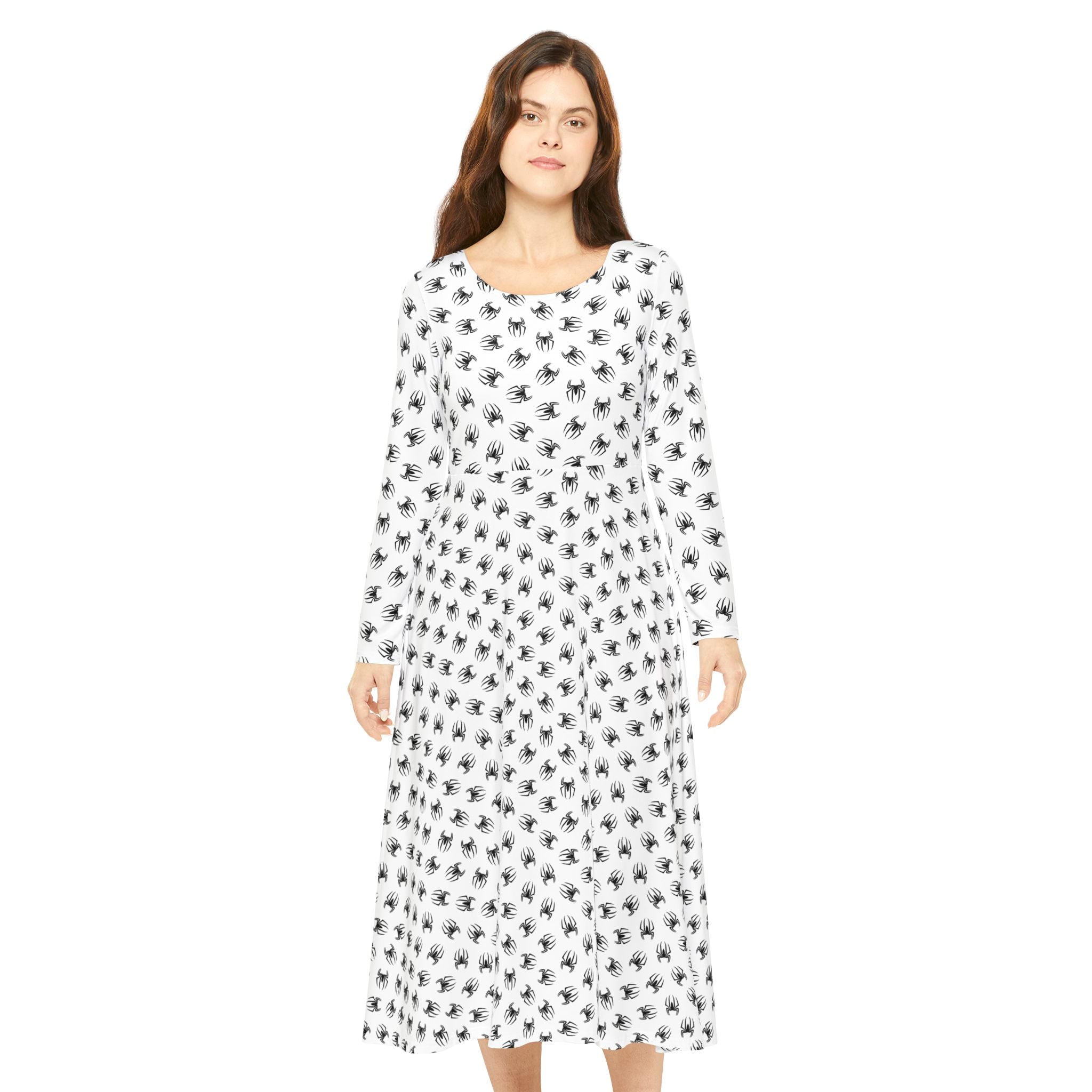 Dance Dress - Black Spiders White Print