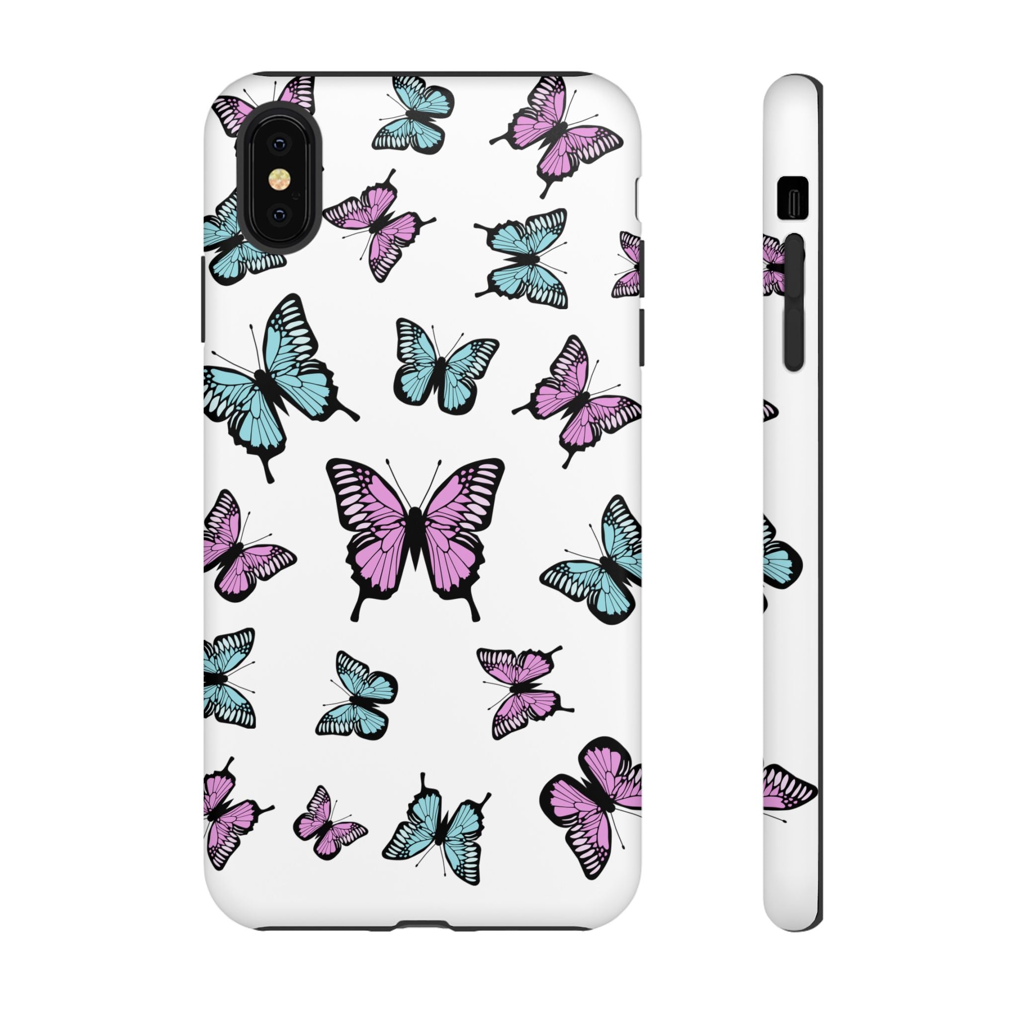 Butterfly Pattern White Background Phone Cases, Protective Cover, Strong Cases, Impact Resistant, Floral Design, Unique Gifts