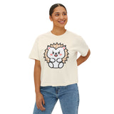 Kawaii Hedgehog Boxy Tee - Women's Graphic T-Shirt