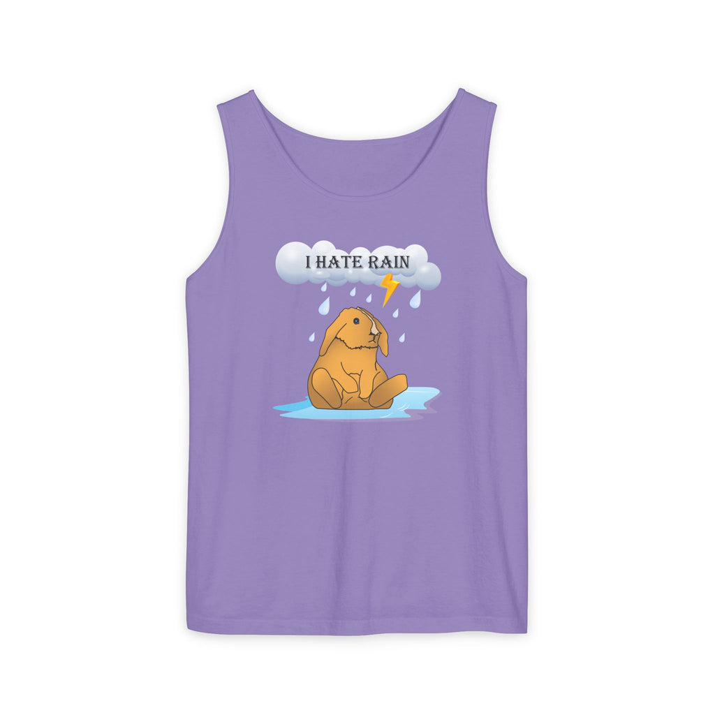 I Hate Rain Rabbit Tank Top, Sleeveless Tee, Summer Shirt, Funny Graphic Top, Rabbit Lover Gift