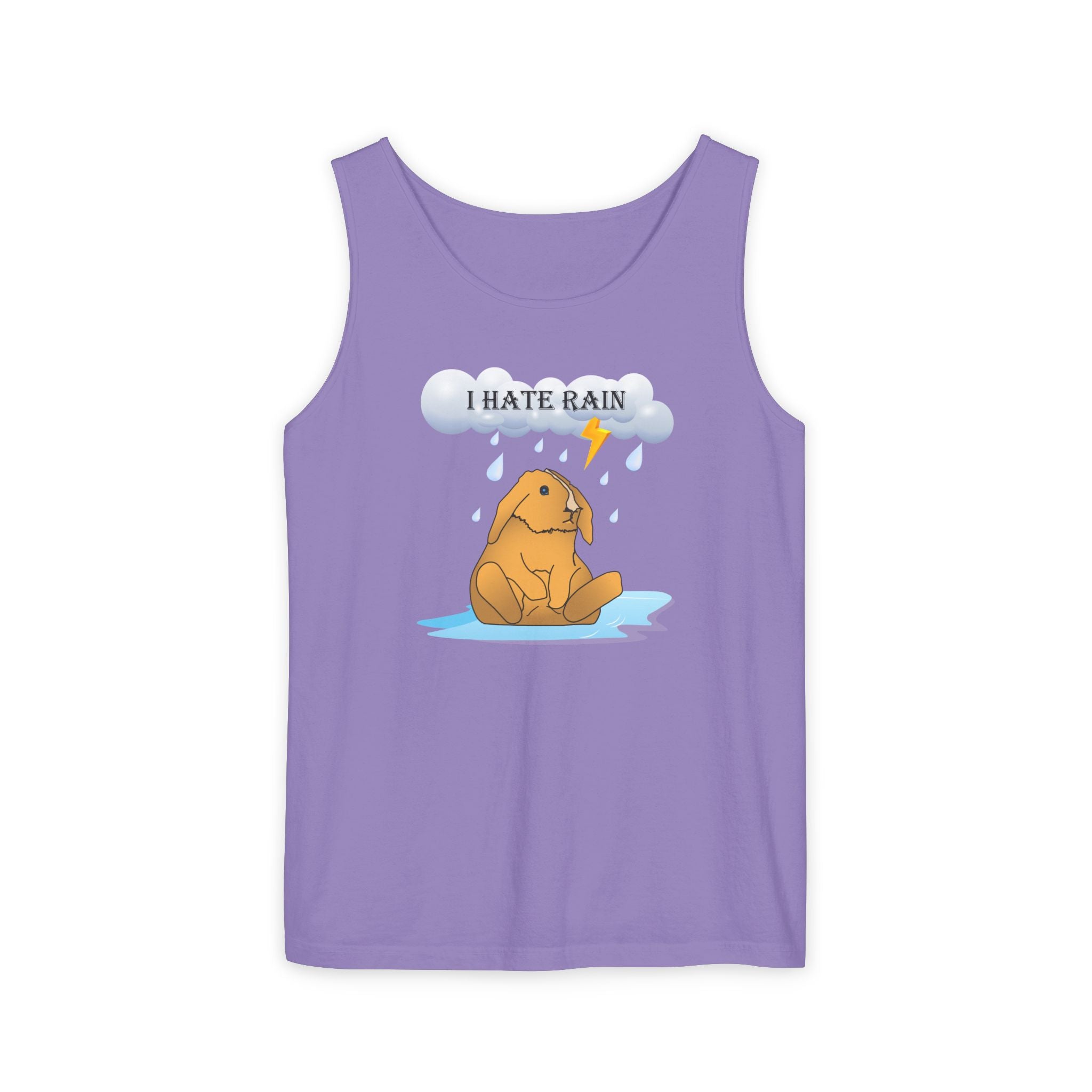 I Hate Rain Rabbit Tank Top, Sleeveless Tee, Summer Shirt, Funny Graphic Top, Rabbit Lover Gift