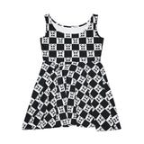 Pandas Chessboard Skater Dress, Women's Trendy Panda Print Flare Dress, Cute Animal Lover Fashion, Gift for Her, Casual Summer Wear