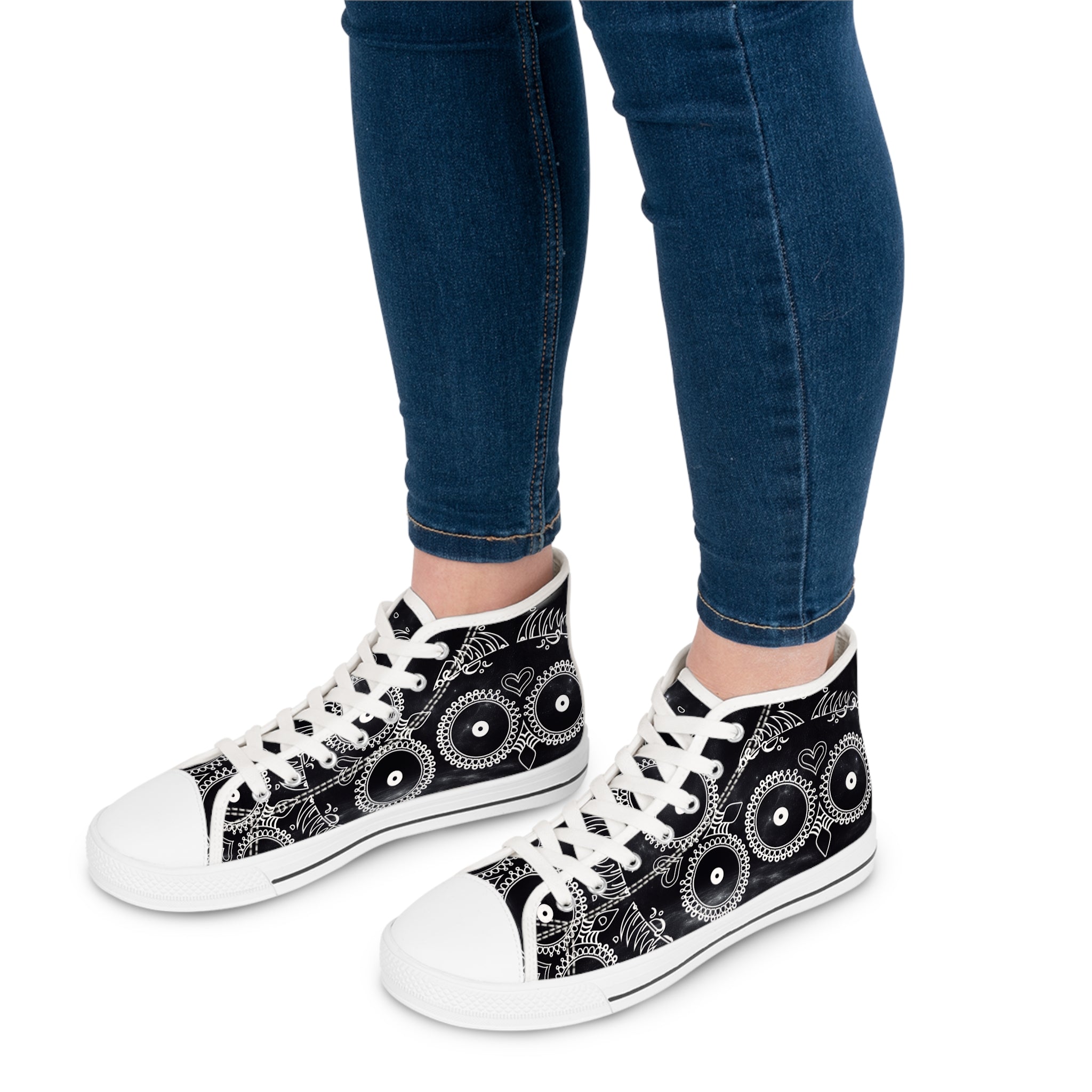 Skulls Women's High Top Sneakers - Gothic Punk Shoes