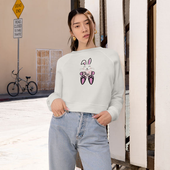 Kawaii Rabbit Face Fleece Pullover, Self Love Club Top, Cute Cropped Sweatshirt, Women's Fashion Jumper, Trendy Hoodie for Her