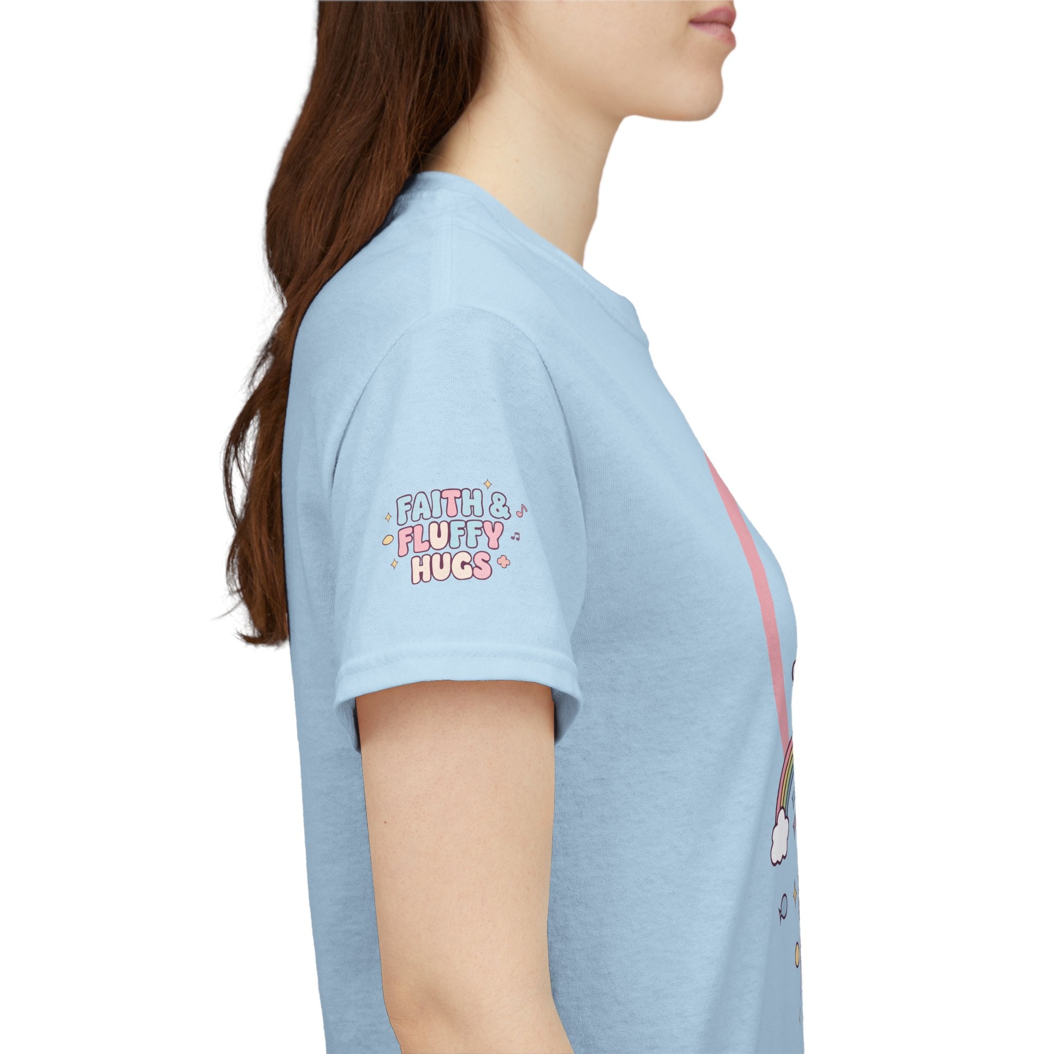 Kawaii Christian T-Shirt - Angel Cloud Rainbow Tee- Religious Graphic Top