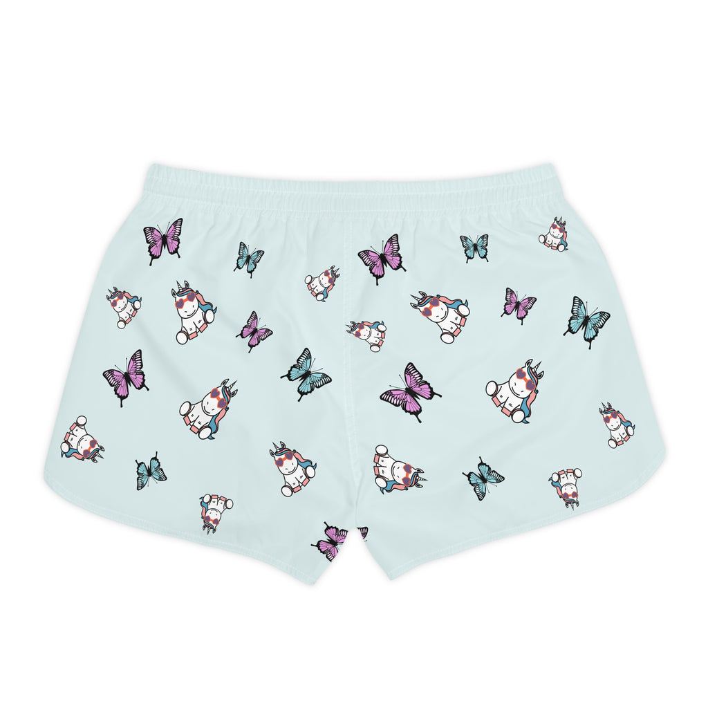 Kawaii Unicorn Shorts, Women's Lounge Wear, Cute Women's Sleepwear, Magical Pajama Bottoms, Blue Casual Shorts for Her