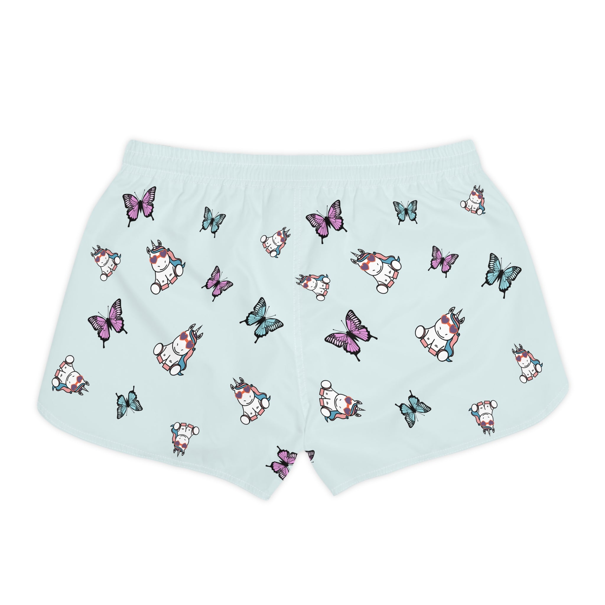 Kawaii Unicorn Shorts, Women's Lounge Wear, Cute Women's Sleepwear, Magical Pajama Bottoms, Blue Casual Shorts for Her