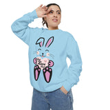 Kawaii Rabbit Face Unisex Sweatshirt, Self Love Club, Cute Jumper, Pastel Bunny Shirt, Cozy Pullover, Gift for Rabbit Lovers