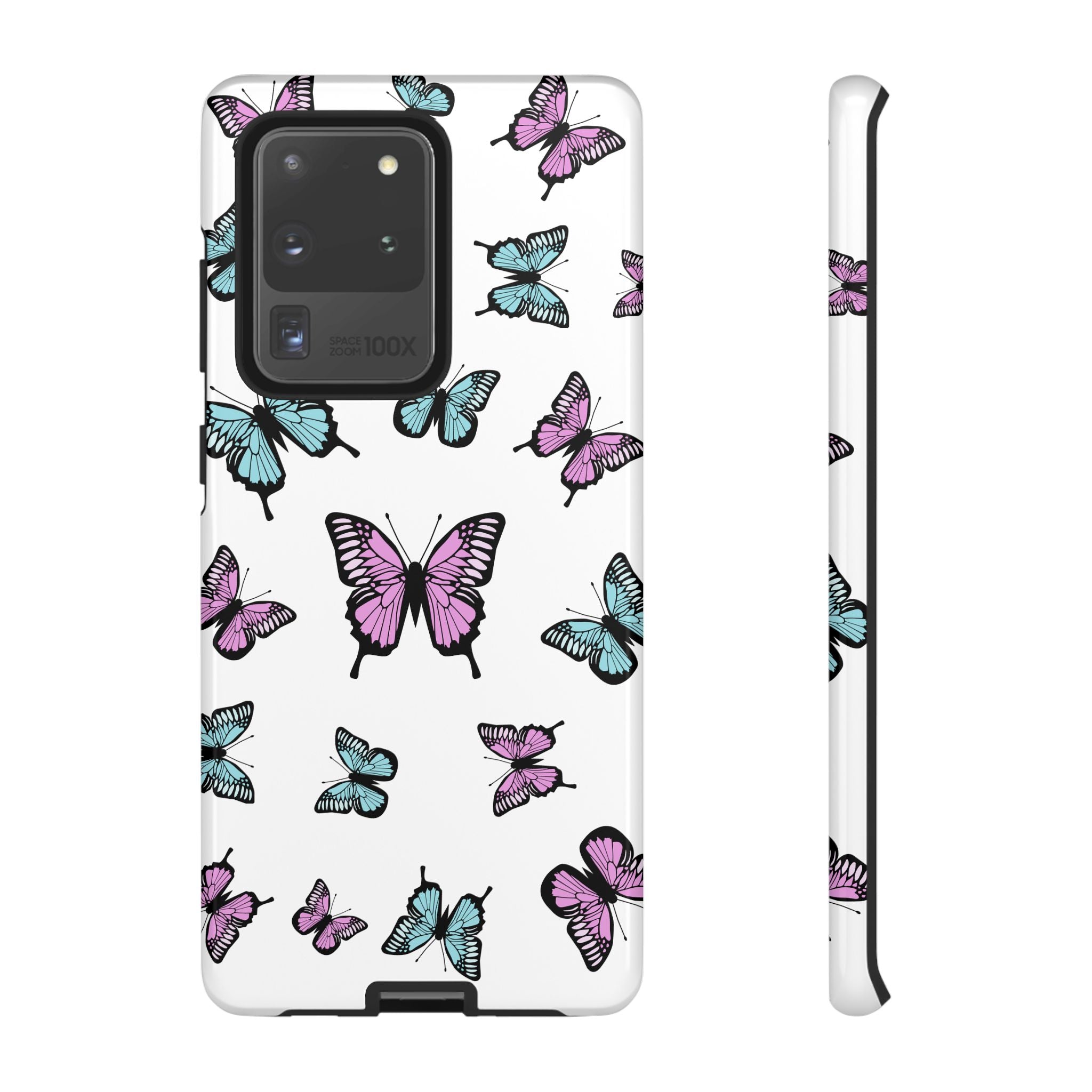 Butterfly Pattern White Background Phone Cases, Protective Cover, Strong Cases, Impact Resistant, Floral Design, Unique Gifts