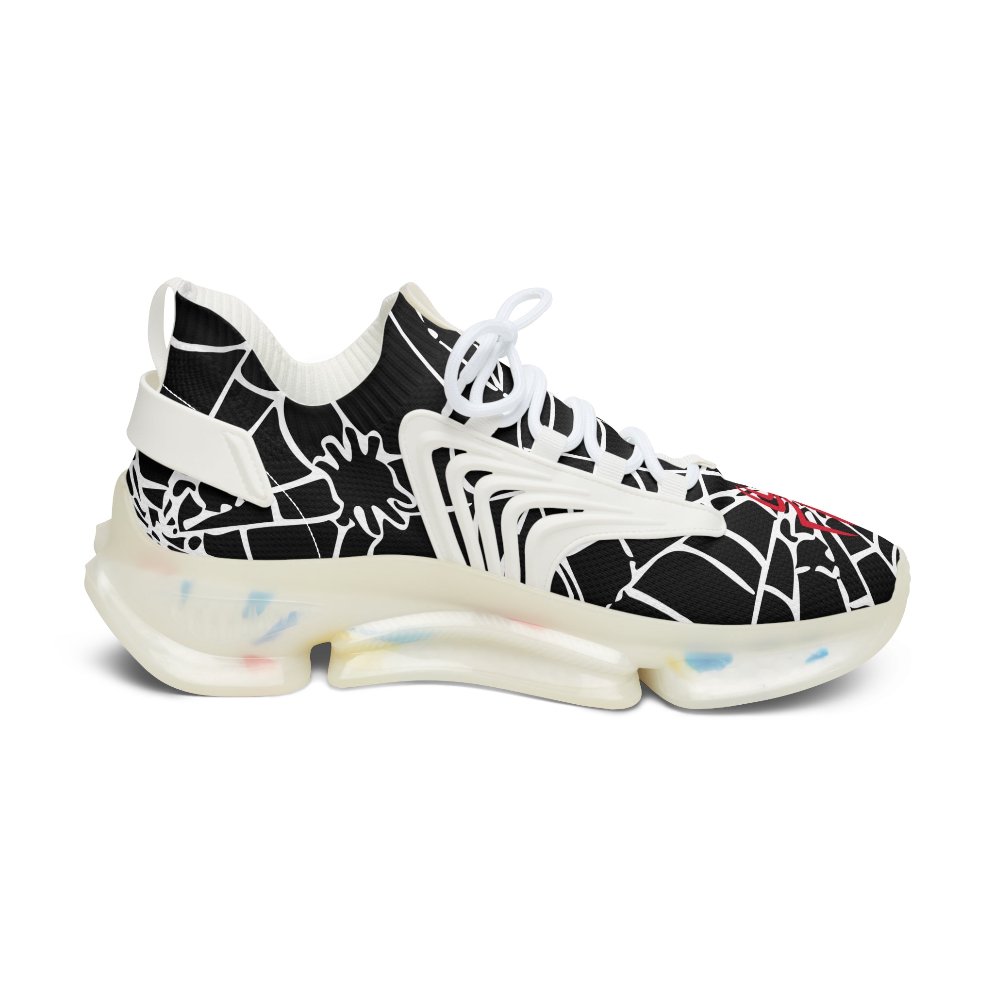 Red and white spiders on a spider's web Mesh Sneakers - Spider Web Women's Sneakers