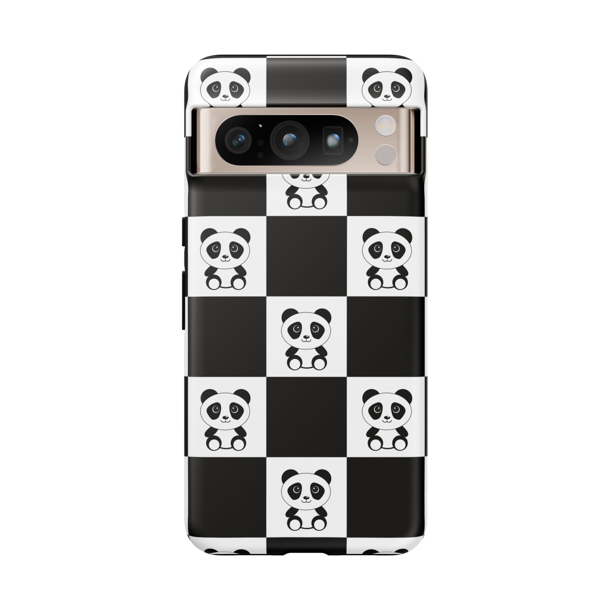 Panda Chessboard Tough Cases, Cute Panda Phone Covers, Chess Pattern iPhone Case, Board Games Phone Accessories, Animal Lover Tech