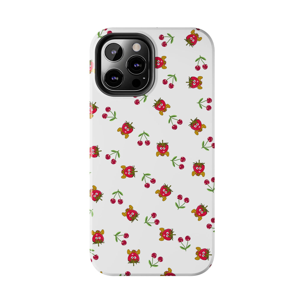 Fruit Patterned Phone Cases, Summer Fruits Phone Covers, Berry Print Tough Cases, Stylish Cell Phone Protectors, Red Fruits Phone