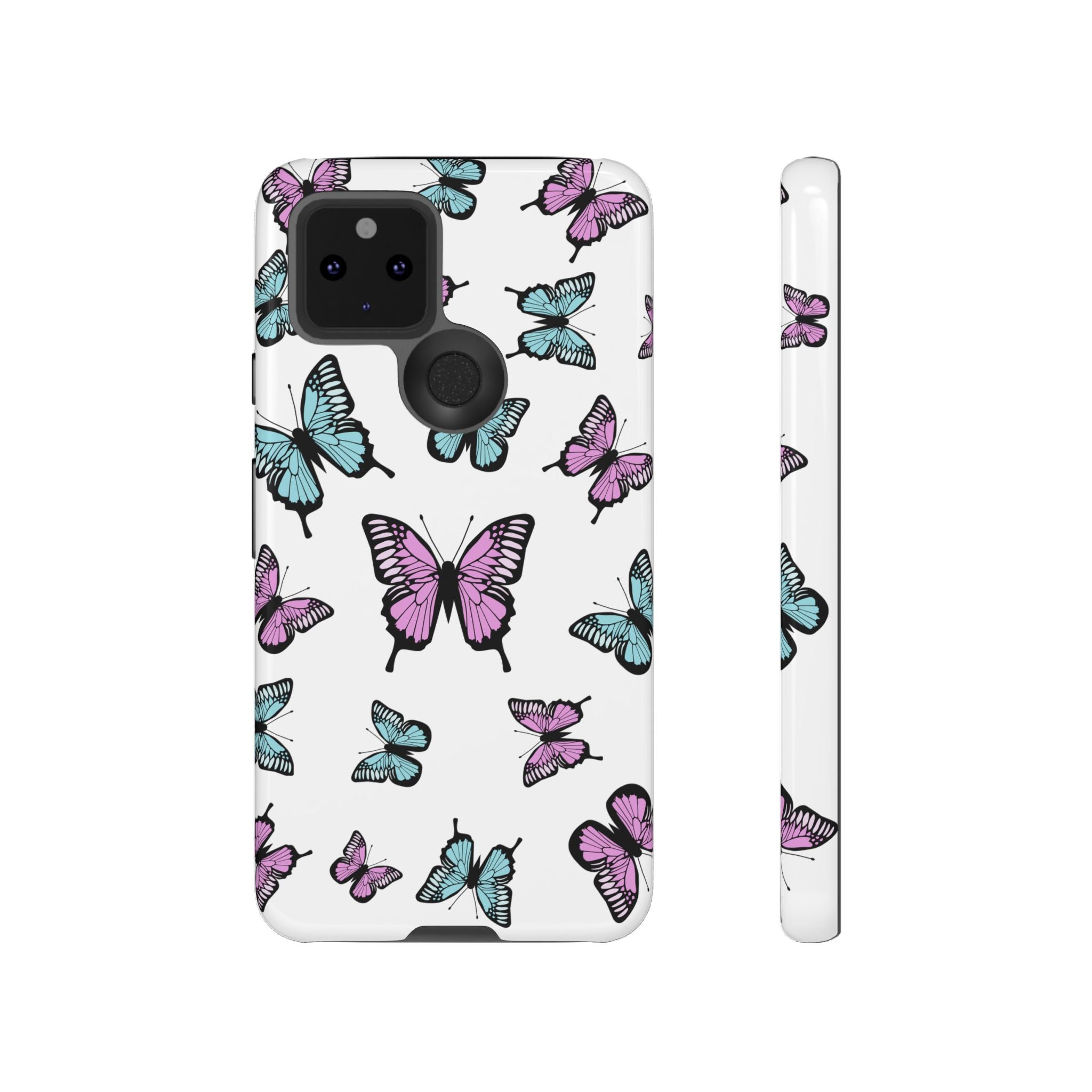 Butterfly Pattern White Background Phone Cases, Protective Cover, Strong Cases, Impact Resistant, Floral Design, Unique Gifts