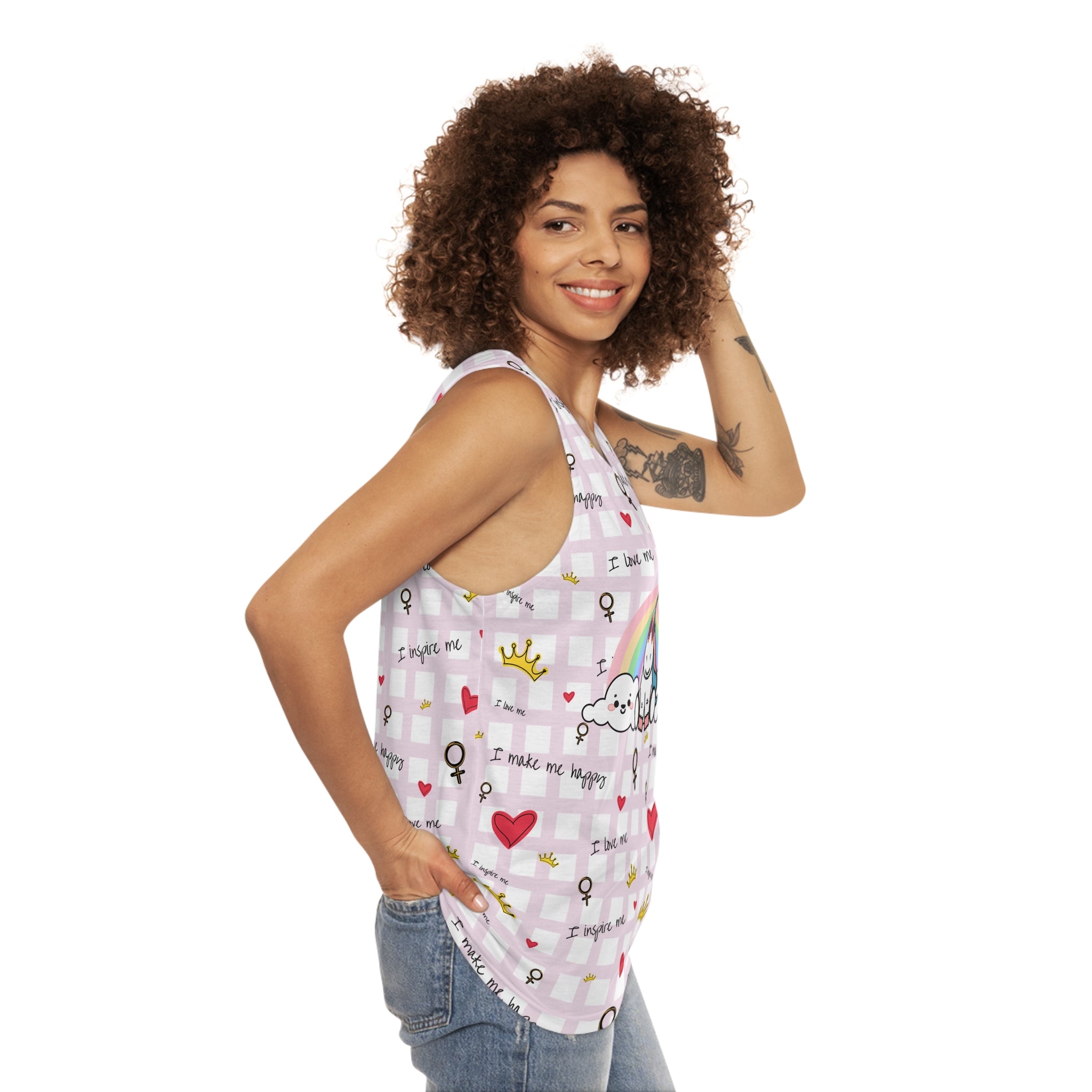 Inspirational Unicorn Tank Top – 'I Make Me Happy' Design