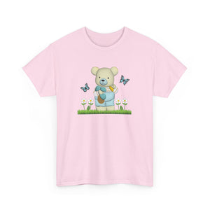 Garden Bear with Butterflies T-Shirt, Cute Bear Shirt, Nature Lover Tee, Botanical Garden Top, Wildlife Animal Unisex Tee