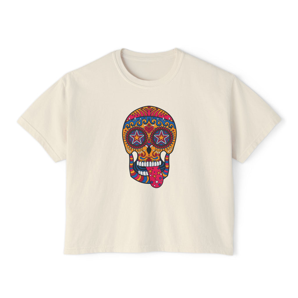 Sugar Skull Boxy Tee - Day of the Dead Women's Shirt
