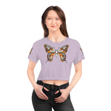 Butterfly Crop Tee, Women's Graphic Shirt, Nature Lover Top, Summer Fashion, Short Sleeve Blouse