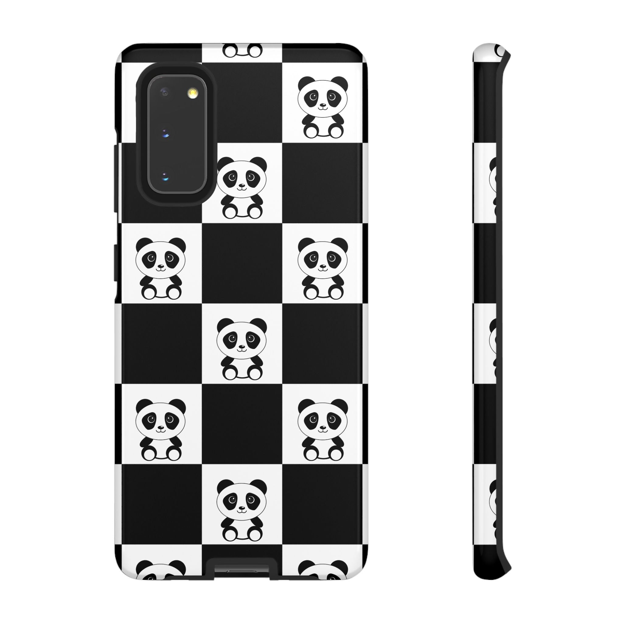 Panda Chessboard Tough Cases, Cute Panda Phone Covers, Chess Pattern iPhone Case, Board Games Phone Accessories, Animal Lover Tech