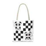 Kawaii Pandas Chessboard Tote Bag