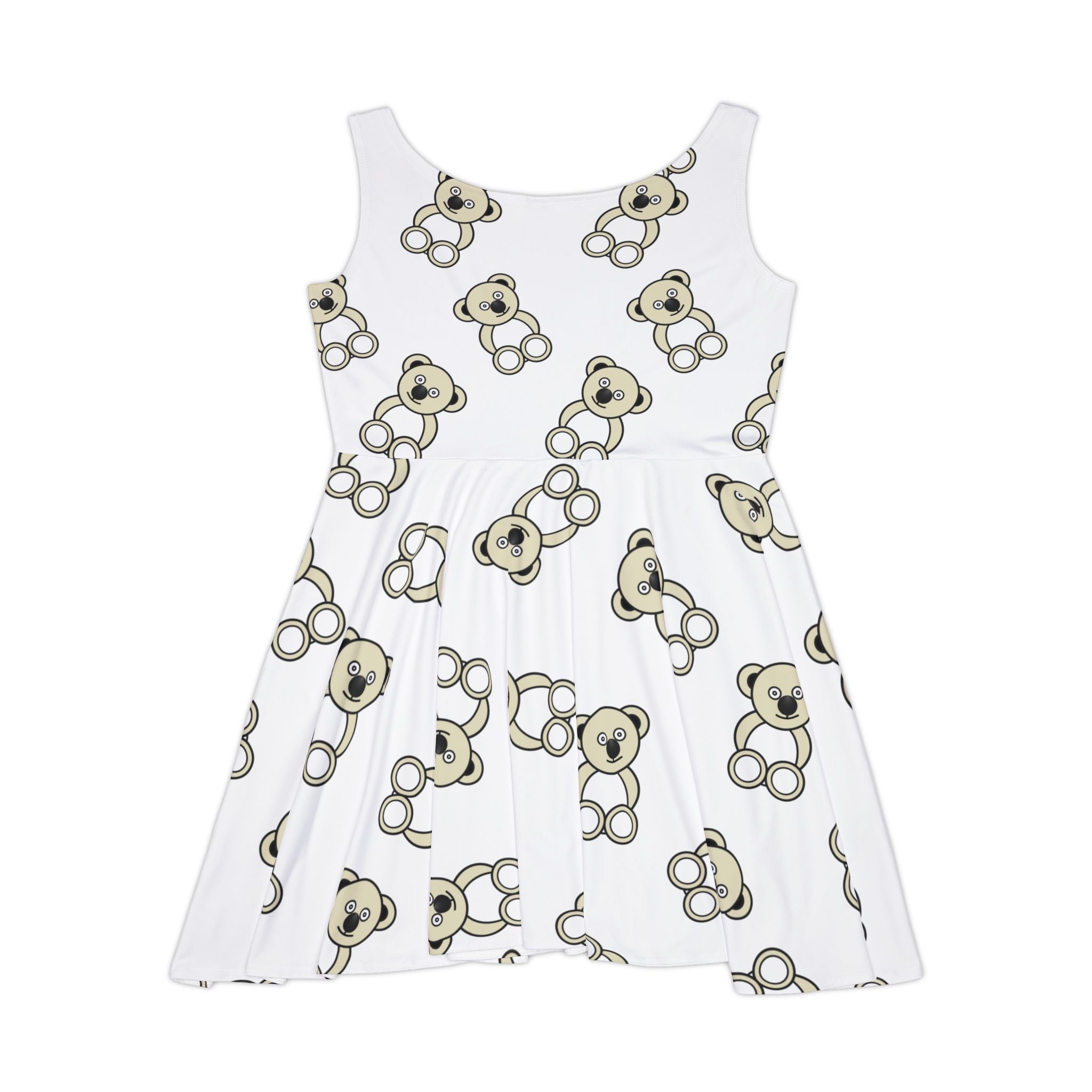 Cute Bear Skater Dress, Animal Lover Outfit, Women's A-Line Dress, Adorable Bear Print, Casual Summer Dress