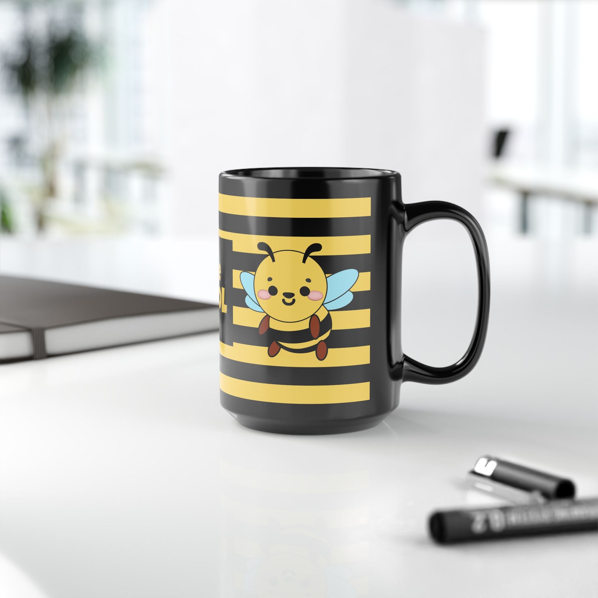 Bee Cool Mug, Bee Mug, Black Coffee Mug, Cute Bee Gift, Bee Lover Mug, Beekeeper Mug, Funny Bee Cup, 11oz, 15oz