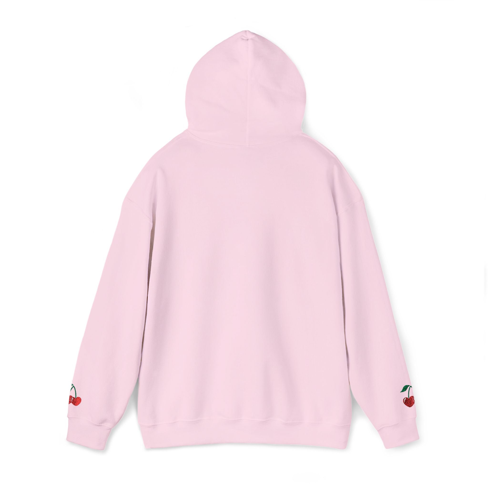 Cherry Heart Embroidered Hoodie — Heart Cherry Graphic Hooded Sweatshirt