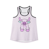 Racerback Tank Top - Kawaii Moo Graphic, Women's Summer Shirt, Funny Cow Print Tee