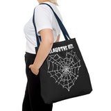 Gothic Spider Web Heart Tote Bag - Creepy Halloween Carryall, Black Widow Arachnid Shoulder Tote, Spooky Goth Shopping Bag, Punk Rock