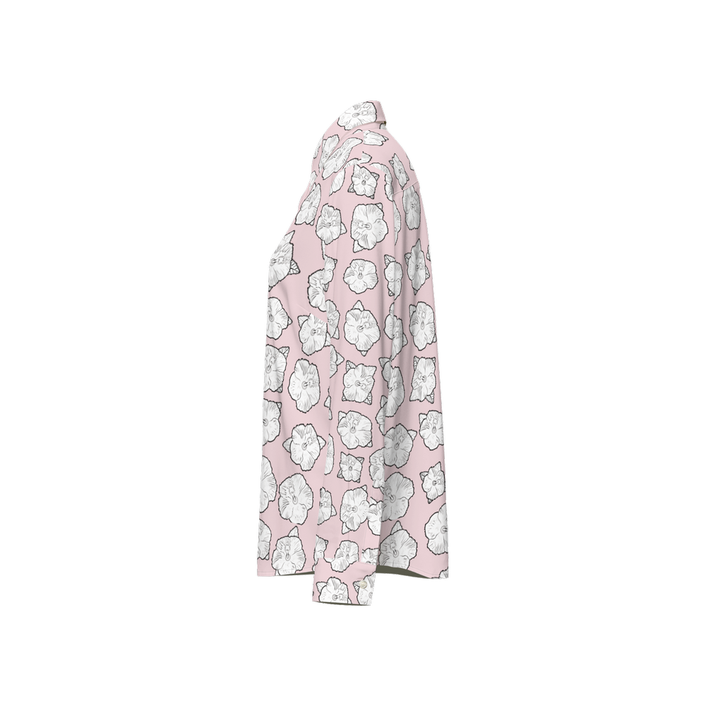 Elegant Poppy Pink Women’s Button-Up Shirt – Silky Touch, Eco-Friendly Fabric