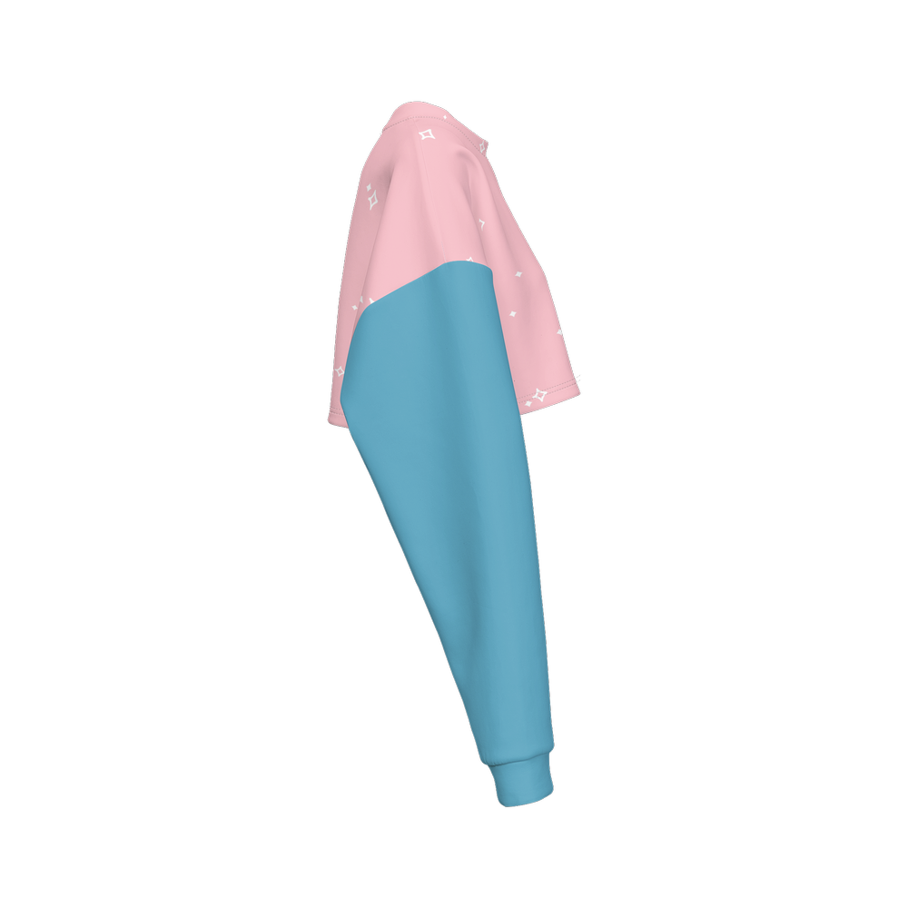 Kawaii Unicorn Pink and Purple Women's Cropped Crewneck Sweatshirt-Techno Scuba Knit
