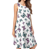 Butterfly Breeze Women's Casual Dress – Round Neckline with Pockets | Stretchy & Breathable Polyester