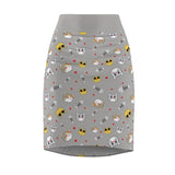 Cool Cats Pattern Gray Women's Pencil Skirt