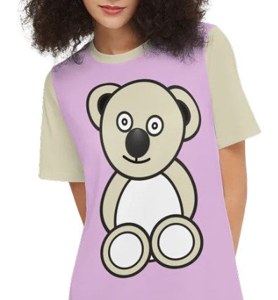 Cute Bear Short-Sleeve T-Shirt Dress-Heavyweight 225g