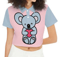 Cute Koala bear Short-Sleeve Crop Polo Shirt-Heavyweight 225g