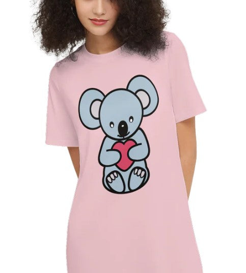 Cute Koala bear Short-Sleeve T-Shirt Dress-Heavyweight 225g