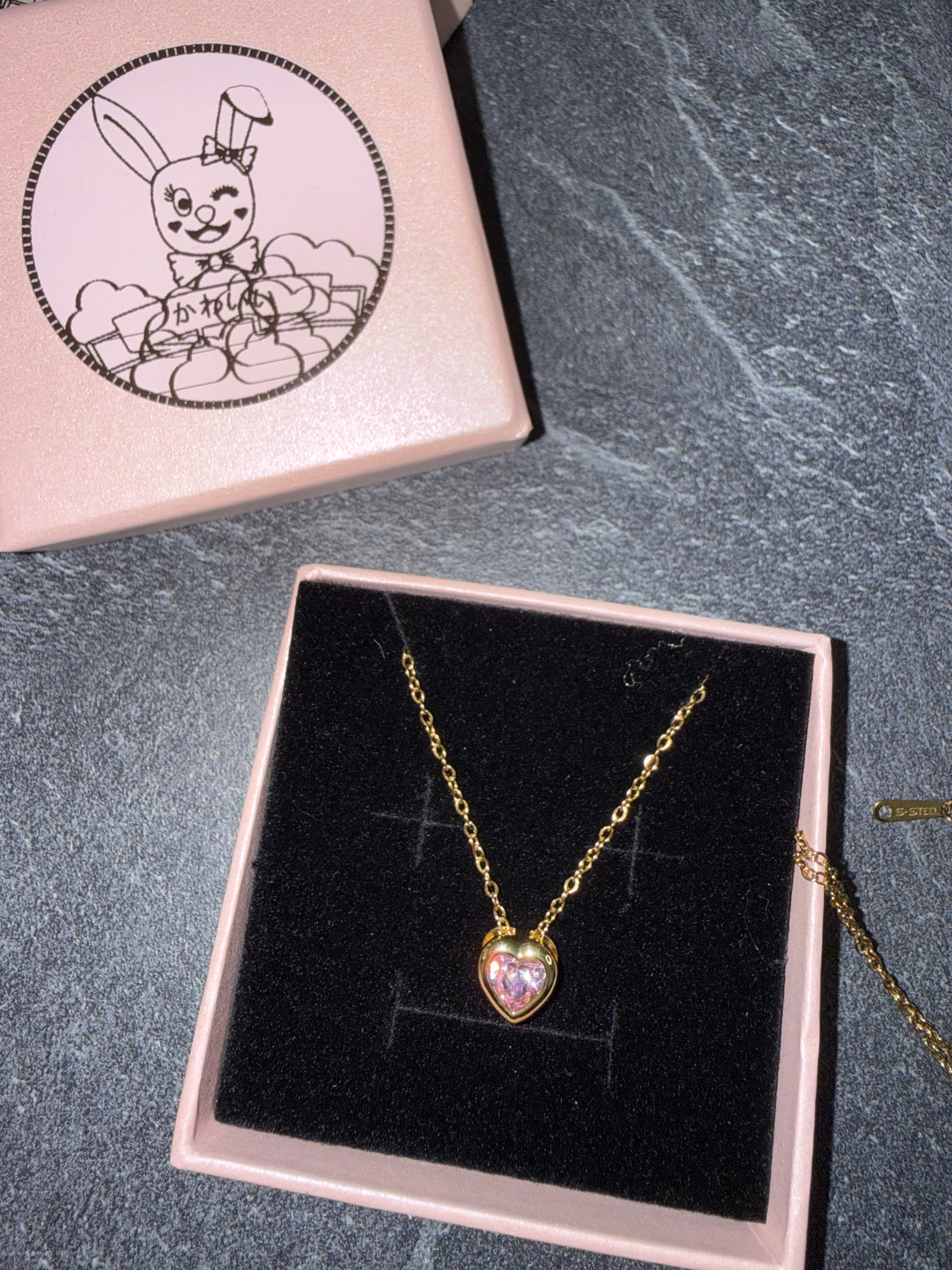 Gold-Tone Heart Pendant Necklace – Cute Stainless Steel Style Jewelry